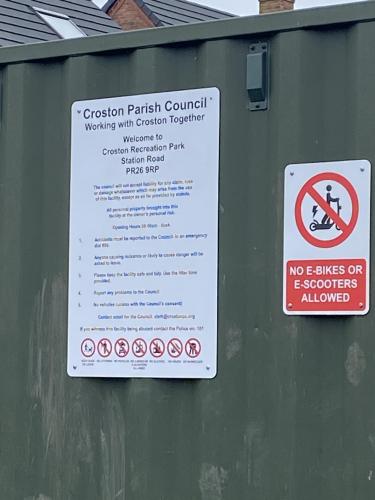 New Signage at The Recreation Park:  Croston Parish Council working with Croston Together 